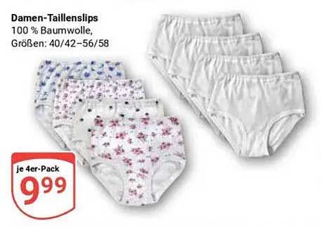 Damen-Taillenslips 100 % Baumwolle im 4er-Pack