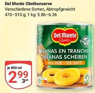 Del Monte Obstkonserve Ananas Scheiben