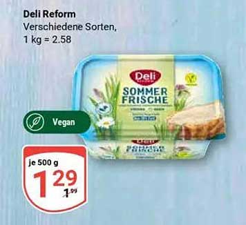Deli Reform Sommer Frische, verschiedene Sorten, 500 g für nur 1,29 €
