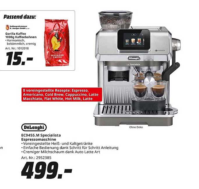 DeLonghi EC9455.M Specialistas Espressomaschine