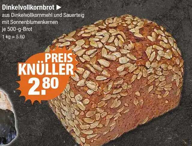 Dinkelvollkornbrot aus Dinkelvollkornmehl und Sauerteig