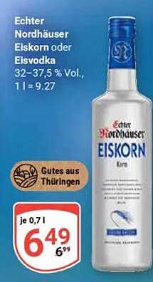 Echter Nordhäuser Eiskorn oder Eisvodka 0,7 l
