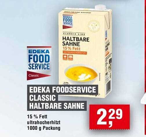 EDEKA FOOD SERVICE CLASSIC HALTBARE SAHNE 15 % Fett - 1000 g Packung