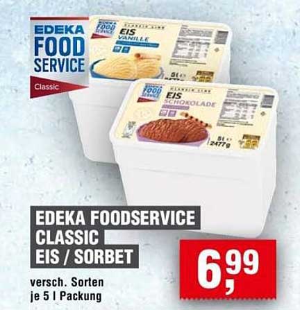 EDEKA FOODSERVICE CLASSIC EIS / SORBET – Verschiedene Sorten je 5 L Packung