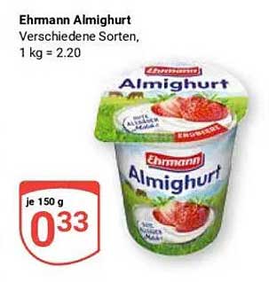Ehrmann Almighurt, Verschiedene Sorten, 150 g