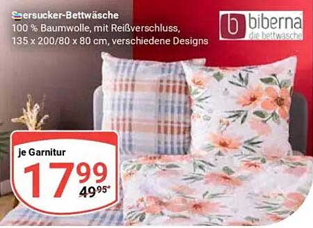 Ersazucker-Bettwäsche von Biberna - 100 % Baumwolle, verschiedene Designs