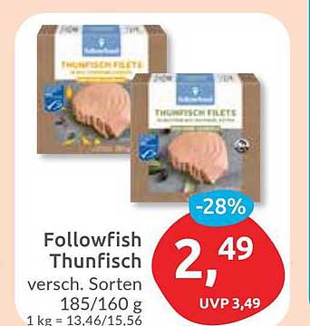 Followfish Thunfisch Filets - verschiedene Sorten, 185/160 g