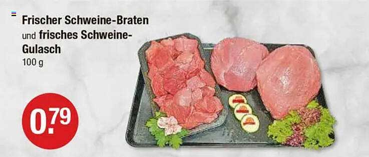 Frischer Schweine-Braten und frisches Schweine-Gulasch