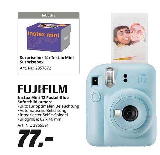 FUJIFILM Instax Mini 12 Pastel-Blue Sofortbildkamera
