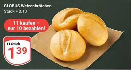GLobus Weizenbrötchen - 11 Stück für nur 10 bezahlen!