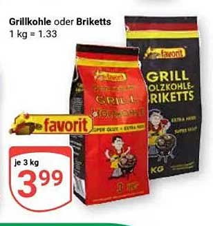 Grillkohle oder Briketts 3 kg