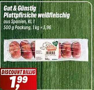 Gut & Günstig Plattpfirsiche weißfleischig aus Spanien, KL I