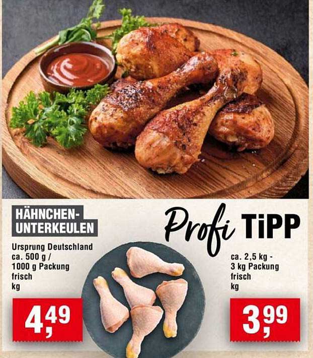 Hähnchen-Unterkeulen frisch, ca. 2,5 kg - 3 kg Packung