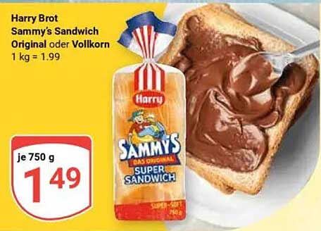 Harry Brot Sammy's Sandwich Original oder Vollkorn
