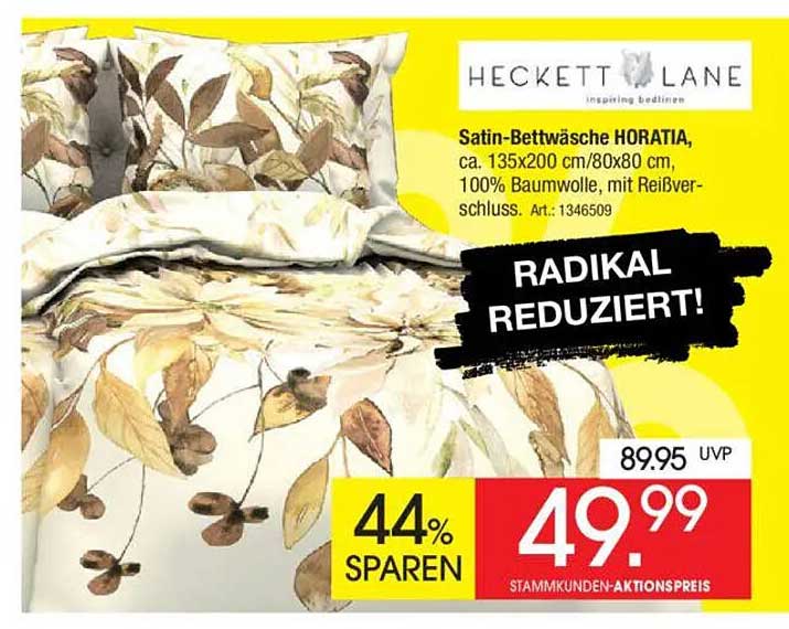 Heckett Lane Satin-Bettwäsche HORATIA 135x200 cm