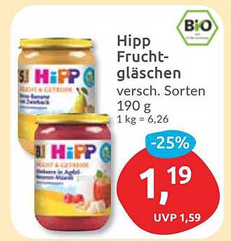 Hipp Fruchtgläschen verschiedene Sorten 190 g - jetzt im Angebot!
