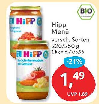 Hipp Menü – Verschiedene Sorten 220/250 g