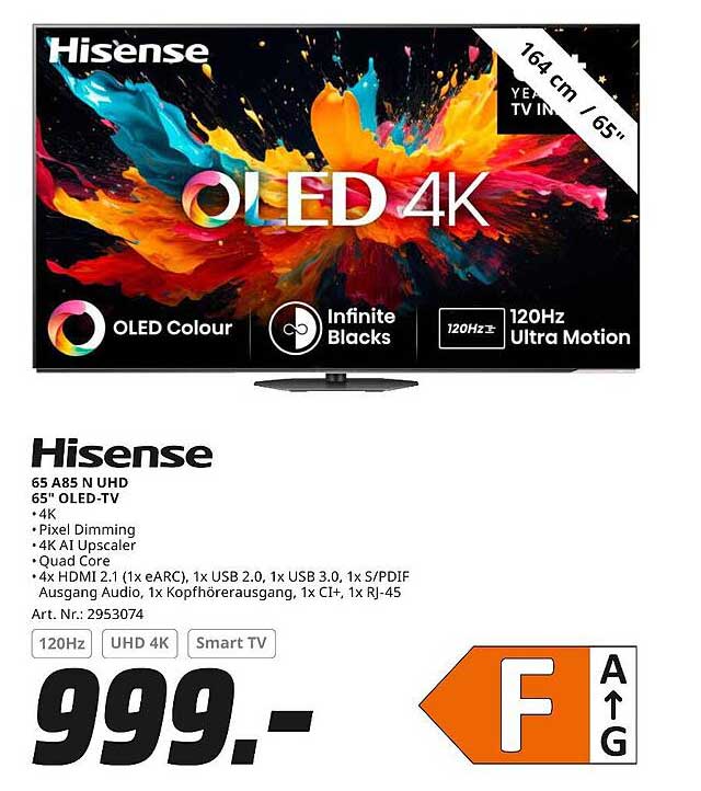 Hisense 65 A85 N UHD 65" OLED-TV - 4K