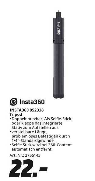 Insta360 852338 Tripod - Doppelt nutzbar als Selfie-Stick und Stativ