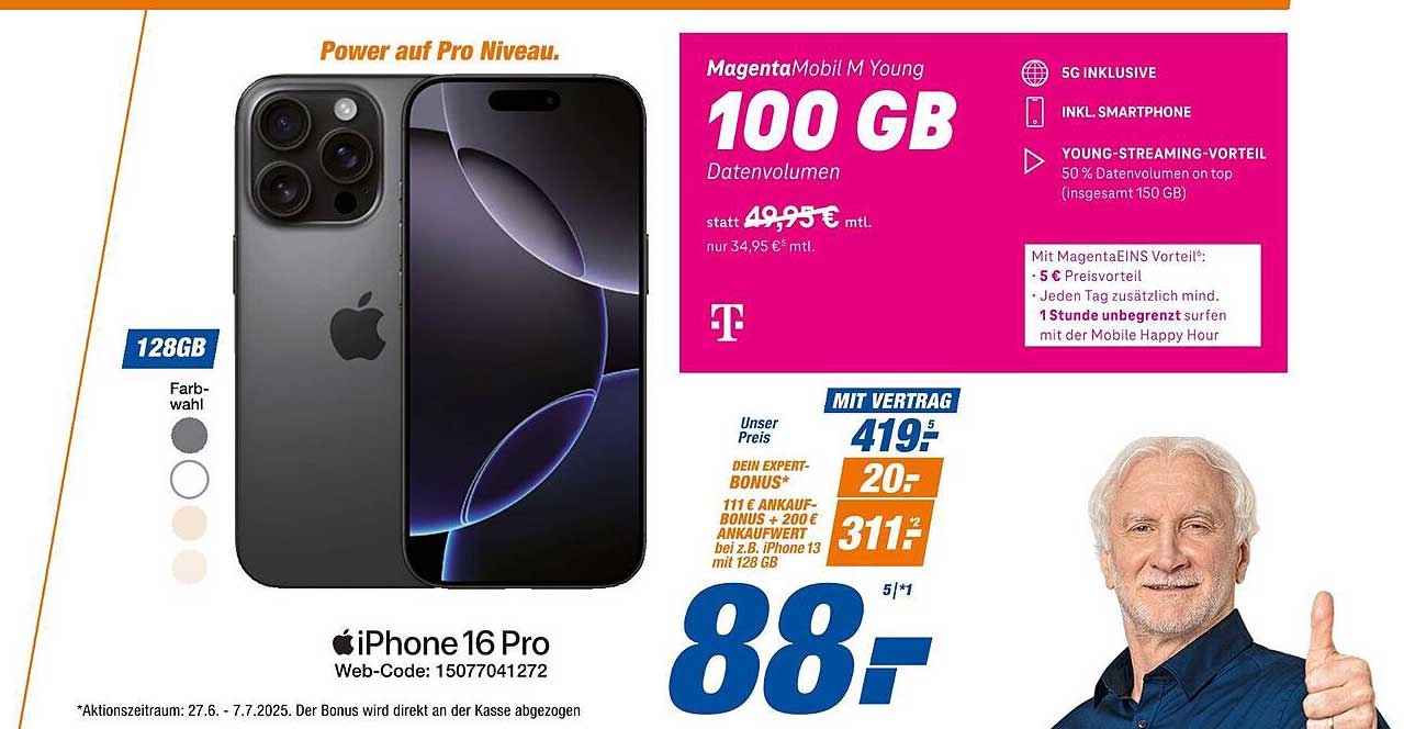 iPhone 16 Pro mit MagentaMobil M Young Tarif