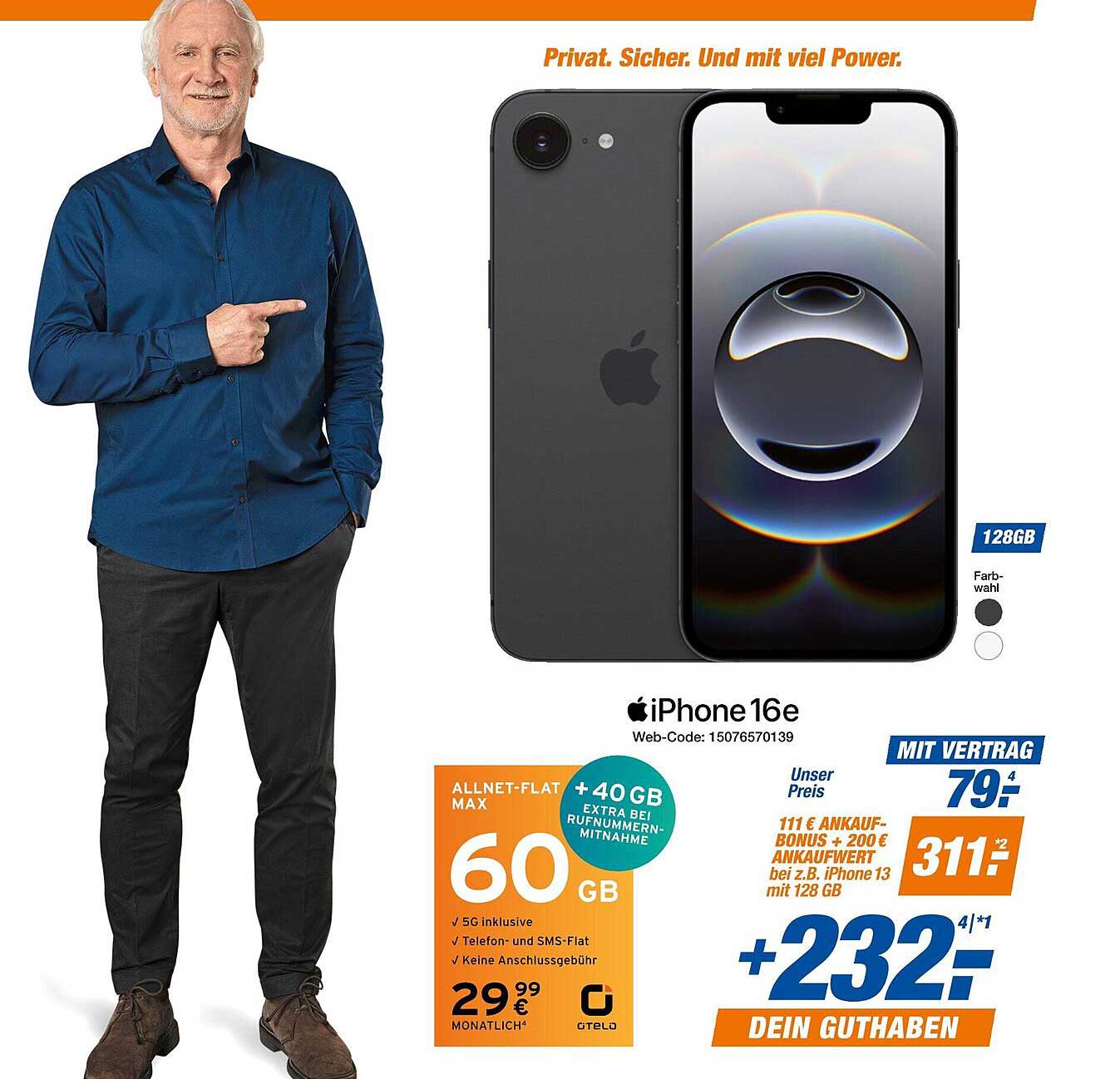 iPhone 16e mit Allnet-Flat MAX für nur 79 €
