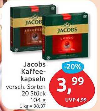Jacobs Kaffeekapseln - verschiedene Sorten 20 Stück