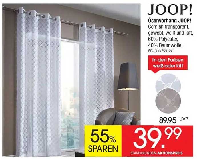 JOOP! Ösenvorhang Cornish transparent, gewebt, weiß und kitt