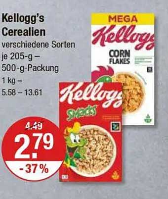 Kellogg's Cerealien – verschiedene Sorten 205-g-Packen