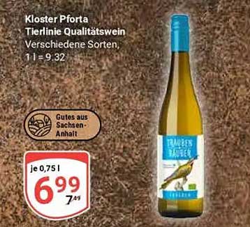 Kloster Pforta Tierlinie Qualitätswein – Verschiedene Sorten