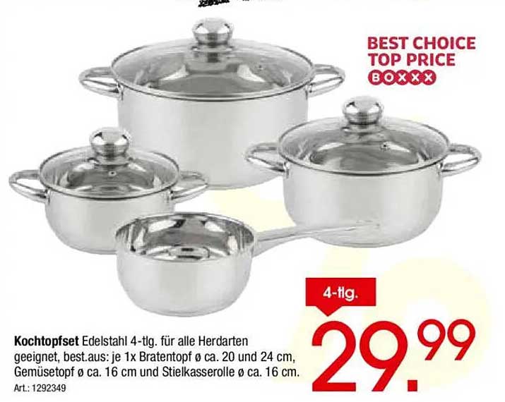Kochtopfset Edelstahl 4-tlg.
