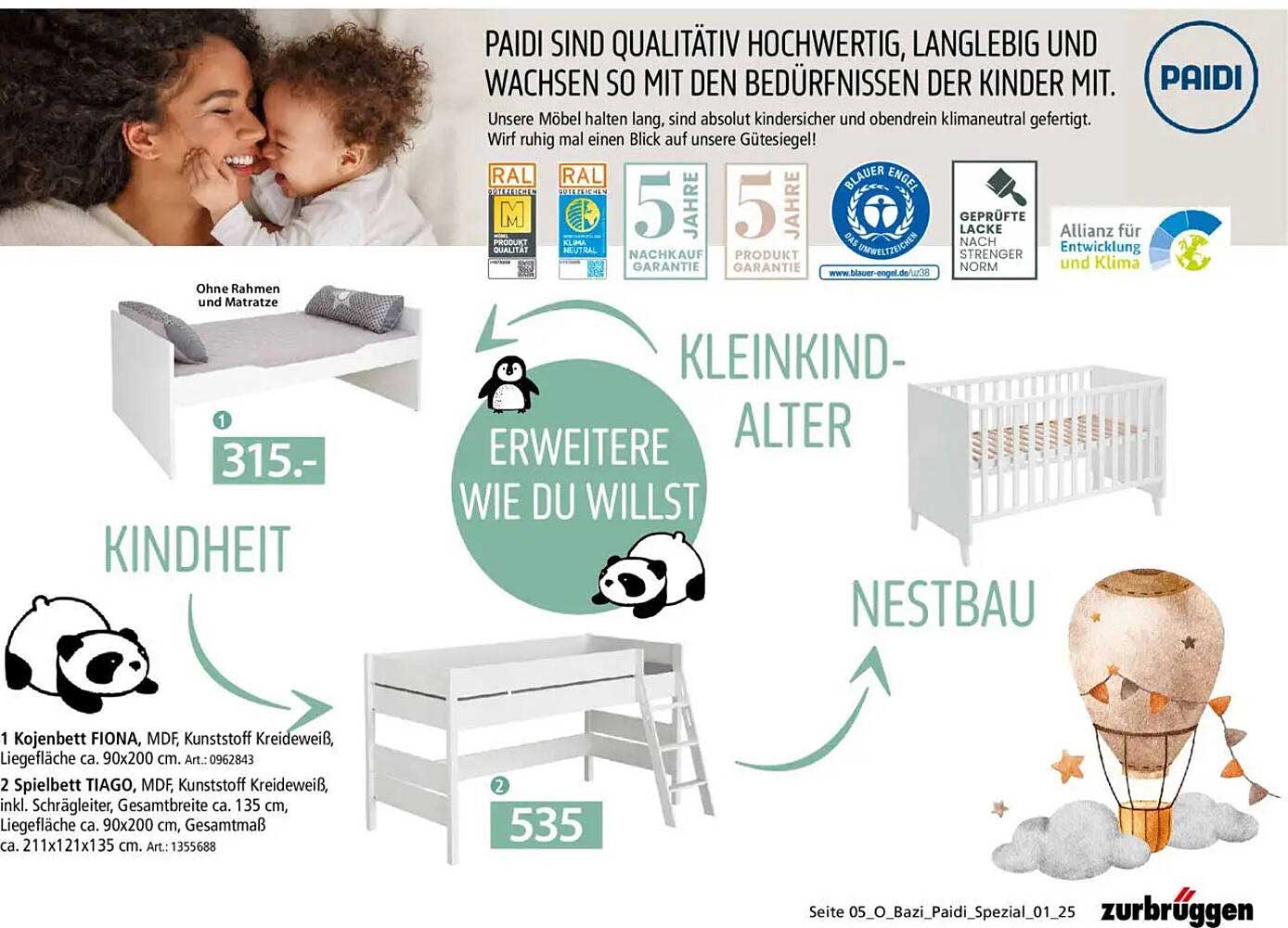 Kojenbett FIONA und Spielbett TIAGO im Angebot