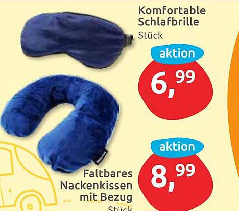 Komfortable Schlafbrille & Faltbares NackenKissen mit Bezug