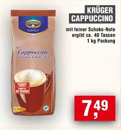KRÜGER CAPPUCCINO mit feiner Schoko-Note, 1 kg Packung