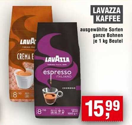 LAVAZZA KAFFEE - ausgewählte Sorten ganze Bohnen je 1 kg Beutel
