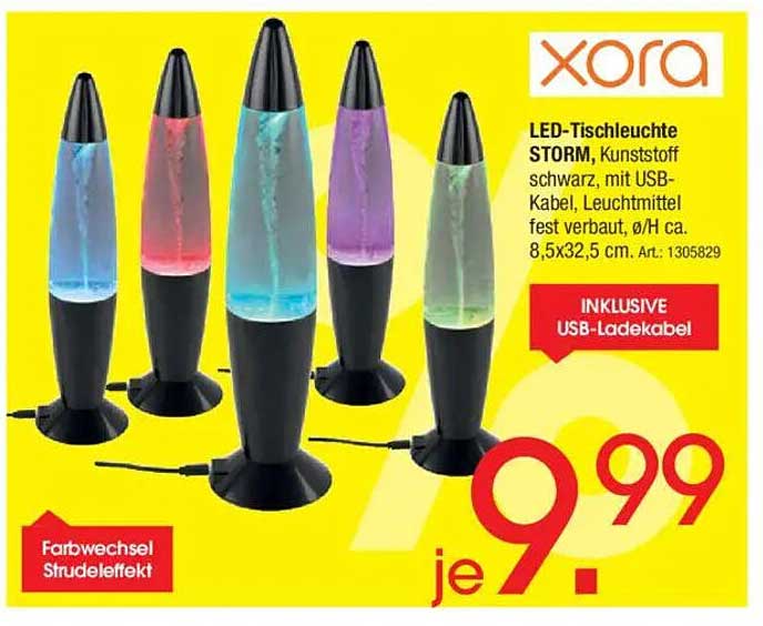 LED-Tischleuchte STORM, Kunststoff schwarz, mit USB-Kabel
