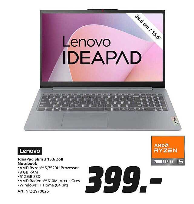 Lenovo IdeaPad Slim 3 15.6 Zoll Notebook
