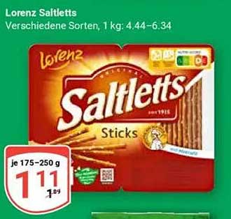 Lorenz Saltletts Sticks 175-250 g für nur 1,11 €