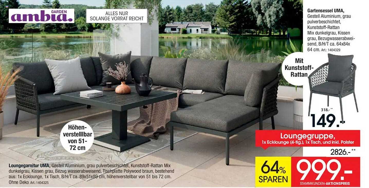 Loungegarnitur UMA - Eleganz für Ihren Garten