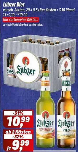 Lübzer Bier - Verschiedene Sorten im 20er Kasten