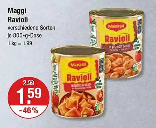 Maggi Ravioli in verschiedenen Sorten, 800-g-Dose