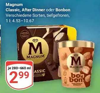 Magnum Classic, After Dinner oder Bonbon - Verschiedene Sorten, tiefgefroren