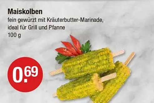 Maiskolben fein gewürzt mit Kräuterbutter-Marinade, ideal für Grill und Pfanne