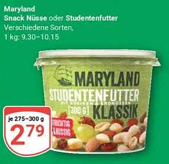Maryland Snack Nüsse oder Studentenfutter, verschiedene Sorten, 1 kg: 2,79