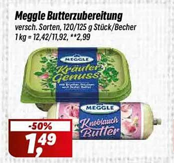Meggle Butterzubereitung - verschiedenen Sorten, 120/125 g Stück/Becher