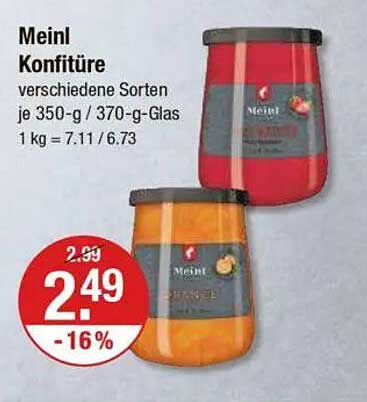 Meinl Konfitüre verschiedene Sorten je 350-g / 370-g-Glas