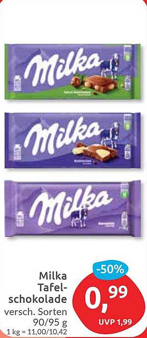 Milka Tafelschokolade verschiedene Sorten - 50% Rabatt!