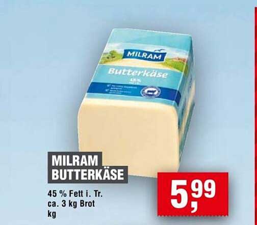 MILRAM Butterkäse 45 % Fett i. Tr.