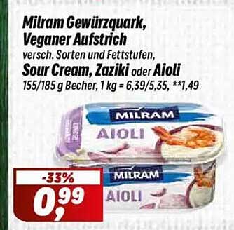 Milram Gewürzquark, Veganer Aufstrich - Aioli, Zaziki oder Sour Cream