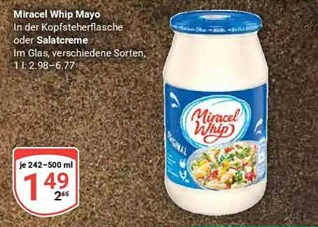 Miracel Whip Mayo in der Kopfsteherflasche oder Salatcreme
