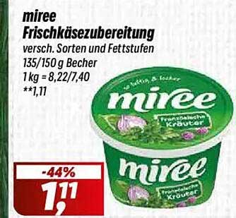 miree Frischkäsezubereitung - verschiedene Sorten und Fettstufen